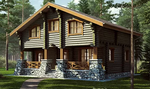 деревянный дом 182 кв.м, rounded log house 182 m2