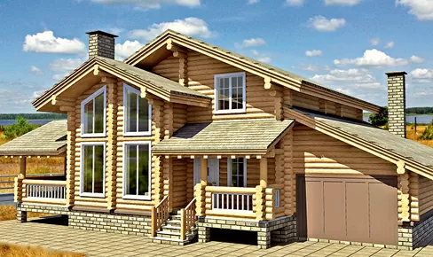 деревянный дом 205 кв.м, rounded log house 205 m2