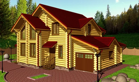 деревянный дом 210 кв.м, rounded log house 210 m2
