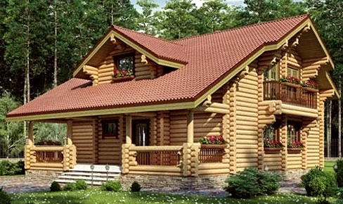деревянный дом 211 кв.м, rounded log house 211 m2