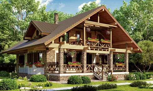 деревянный дом 232 кв.м, rounded log house 232 m2
