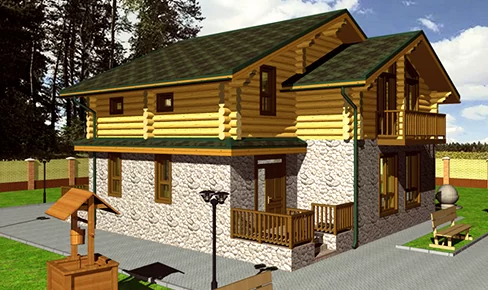 деревянный дом 235 кв.м, rounded log house 235 m2