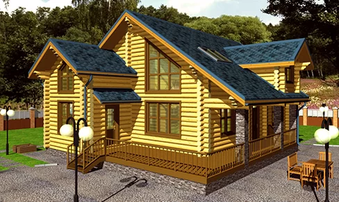 деревянный дом 250 кв.м, rounded log house 250 m2