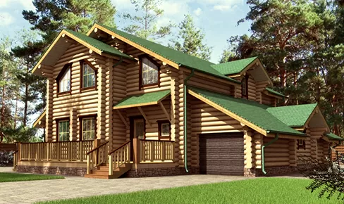 деревянный дом 255 кв.м, rounded log house 255 m2