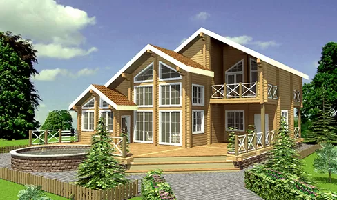 деревянный дом 305 кв.м, rounded log house 305 m2