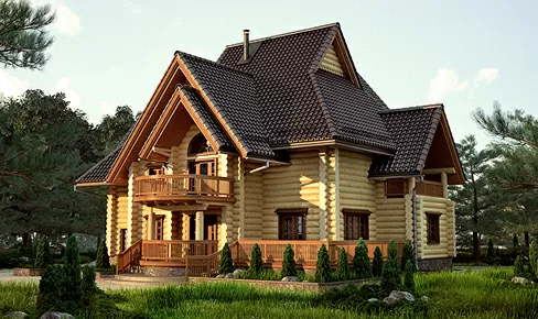 деревянный дом 420 кв.м, rounded log house 420 m2
